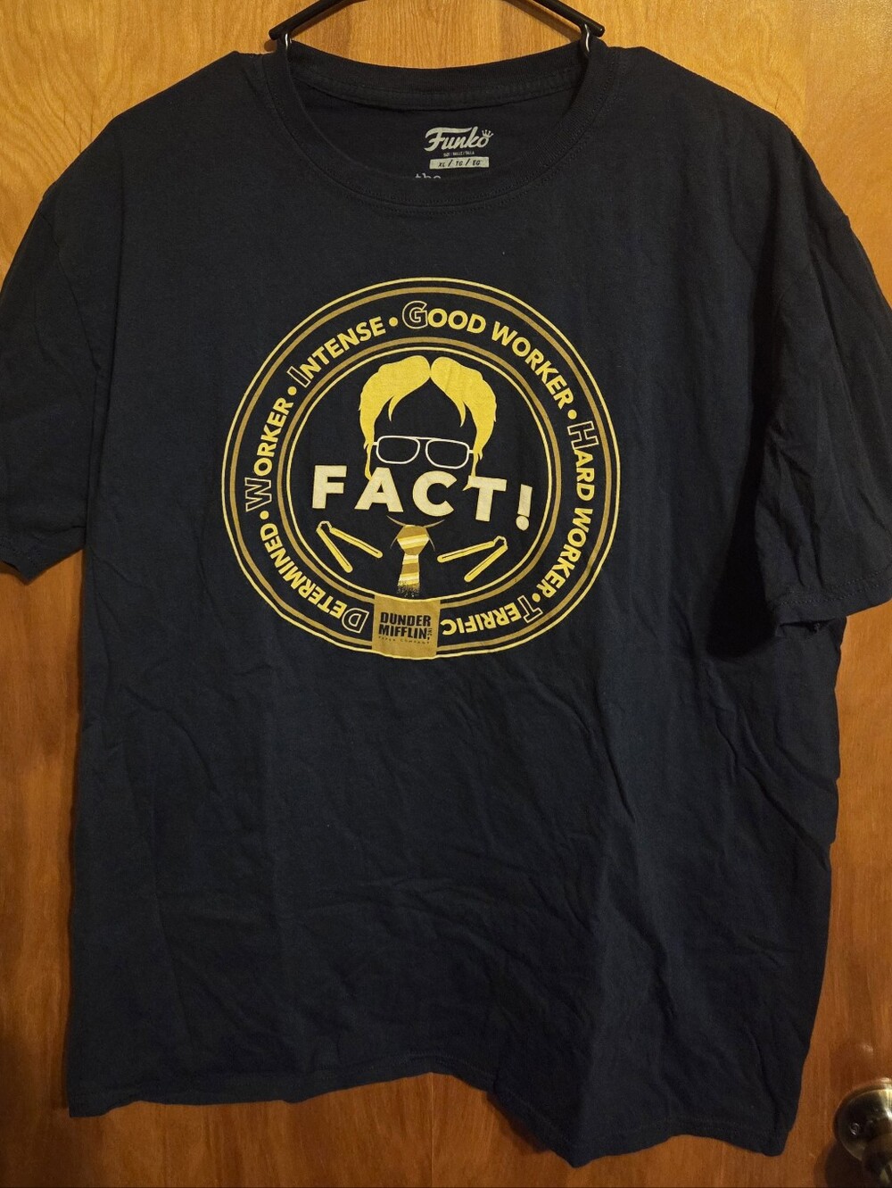 Funko Pop Dwight Schrute FACT The Office Unisex T-Shirt Navy Blue Size XL